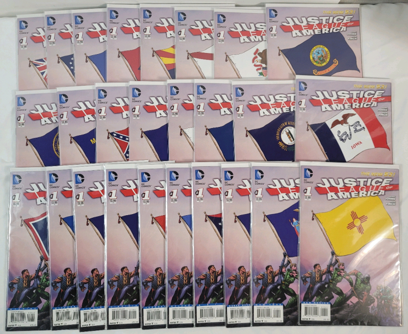 DC Comics 2013 Justice League of America No.1 - State Flag Variant Covers - 25 Different State Flag Issues . Very Fine Ungraded Condition