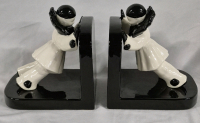 Vintage Pair of French Pierrot's Bookends - 7.25" Tall Ceramic