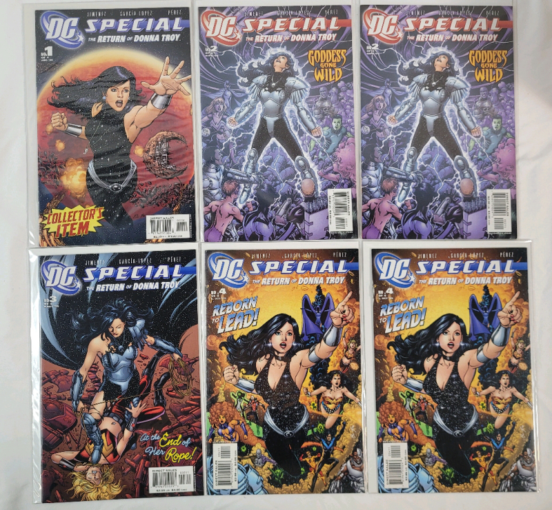 DC Comics 2005 DC Special : The Retrun of Donna Troy No.1 - No.4 , Complete Run w/Extra #2 & #4 Issues . 1st. Comic Featuring New DC Logo . Very Fine Ungraded Condition