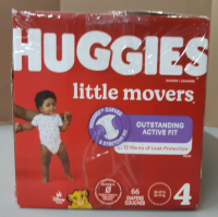 New case of 66 Huggies Little Movers Diapers size 4