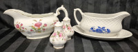 Great Vintage Gravy Boat Lot - Wedgwood & Royal Cauldon + Royal Albert Salt & Pepper Shakers
