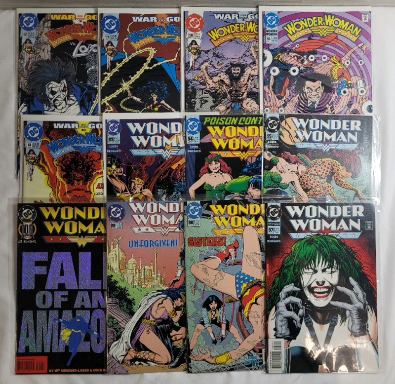 DC Comics 1991-95 Wonder Woman No.55 - No.100 , Not A Complete Run - 12 Issues . Very Good or Higher Ungraded Condition