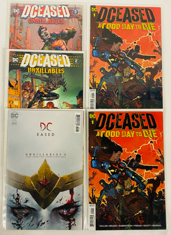 5 DC DCeased Comics; Includes Unkillsbles Issues #1-3 and A Good Day to Die #1 One-Shot