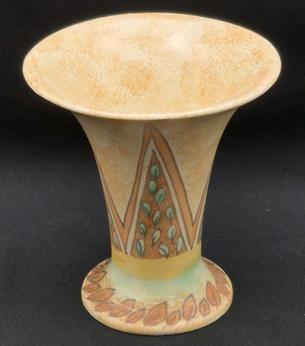 Kensington Pottery Art Deco Small Fluted Handpainted Vase 4" Tall