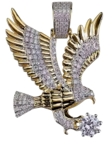 Eagle Pendant Necklace Full CZ Zirconia Micro Pave Rhinestone Mosaic Pendant approximately 1.6 x 1.3&rsquo;&rsquo; Chain 22 inch