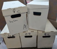 5 Comic Book Boxes. Largest Measures 16.5" by 18.5" by 11".