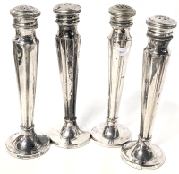 2 Pairs Vintage 6" Tall Silver Plated Salt & Pepper Shakers