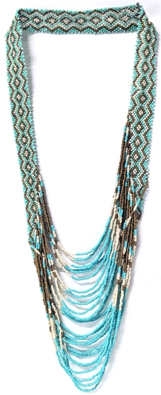 Gorgeous Seed Bead Beaded Drape Necklace, Hangs 25" Long