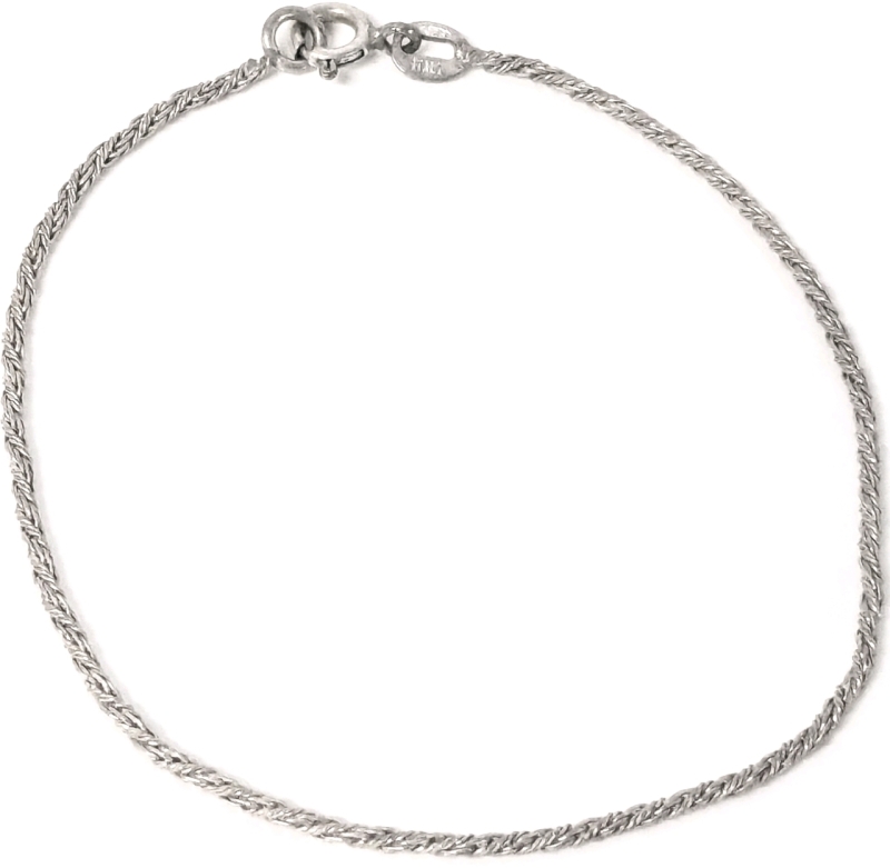 Vintage 925 Italy Dainty Rope Bracelet, 7" Long