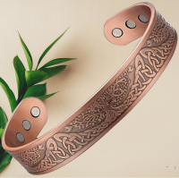 Copper Magnetic Open Cuff Bracelet Tree Of Life Pattern Copper Brazaletes with 6pcs Ultra Strong Magnets Diameter 2.75 in with 1&rsquo;&rsquo; open back