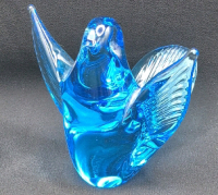 Beautiful 3.5" Tall FM Konstglas Ronneby Sweden Stunning Blue Glass Bird