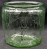 Vintage Unsigned Anchor Hocking URANIUM Vaseline Glass Ballerina Dancing Girl Cookie Jar w/o Lid, 5.25" Tall, Small Chips & Fleabites Around Top Rim - 2
