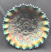 Beautiful Northwood Carnival Glass "Good Luck" Bowl 8.5" Diameter