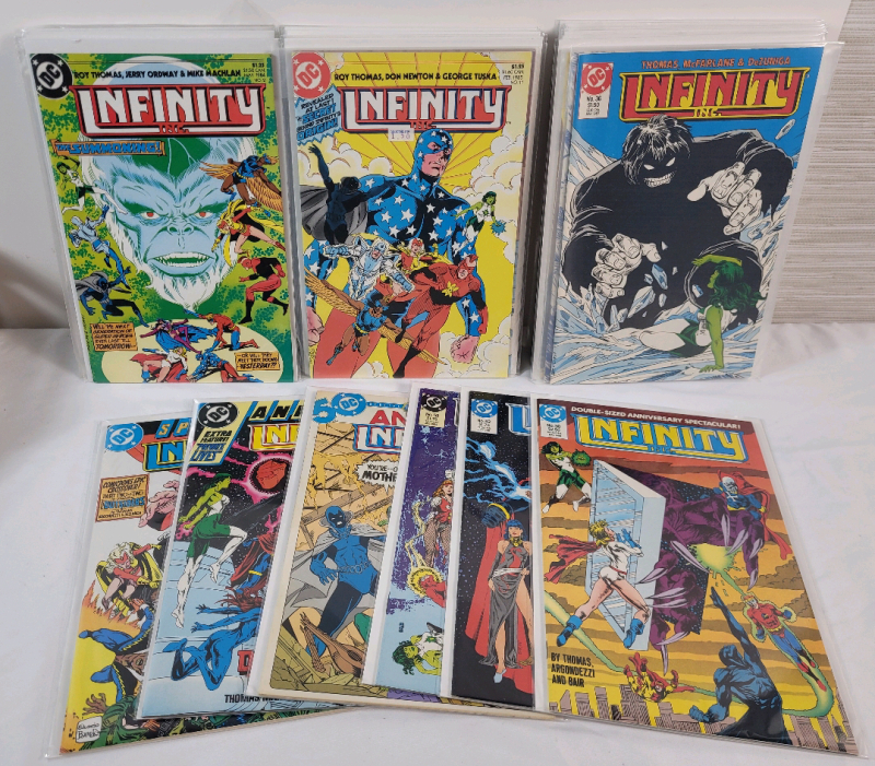 DC Comics 1984-88 Infinity Inc. No.2 - No.53 & Three (3) Infinity Inc. Annuals , 46 Issues . Not Complete Run . Very Good or Higher Ungraded Condition .