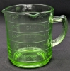 WOW! Vintage Kellogg's Branded Advertising URANIUM Vaseline Depression Glass Measuring Cup with Handle & 3 Pouring Spouts, 3.75" Tall, No Chips or Cracks - 4