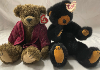 2 Vintage TY 7&rdquo; (Seated) Bears | Tyrone &ldquo;You&rsquo;re One Class Act&rdquo; Sports a Sparkled Dressing Gown | Boris is more suited to his natural habitat