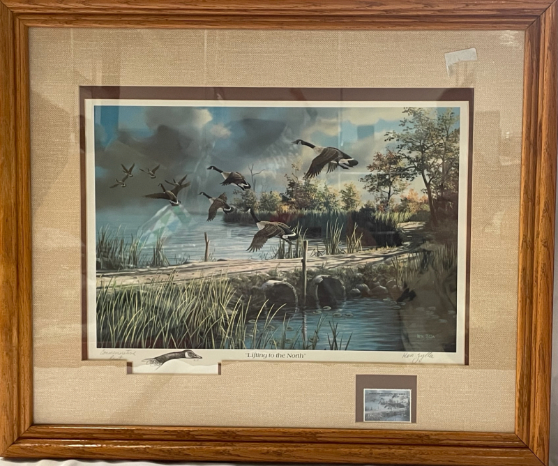 Vintage 20&rdquo;x24&rdquo; Framed Commemorative Print with Stamp | &ldquo;Lifting to the North&rdquo; | Signed by Ken Zylla
