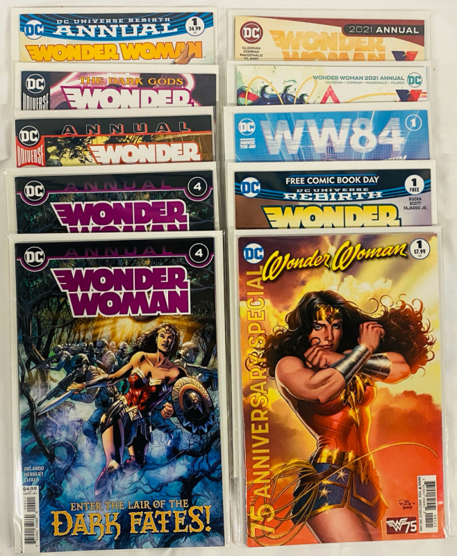 10 DC Wonder Woman Annuals, Various Annuals, Includes Some Duplicates and Variant Covers
