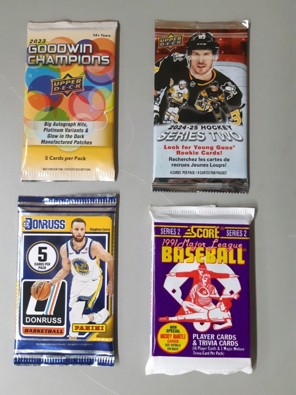 4 vintage to newer Upper Deck, Donruss, and Score sports card packs