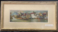 Vintage Miniature Oil Painting on Board | &ldquo;View of Old Tbilisi&rdquo; Signed by the Artist | Frame is 14.5&rdquo;x26&rdquo;