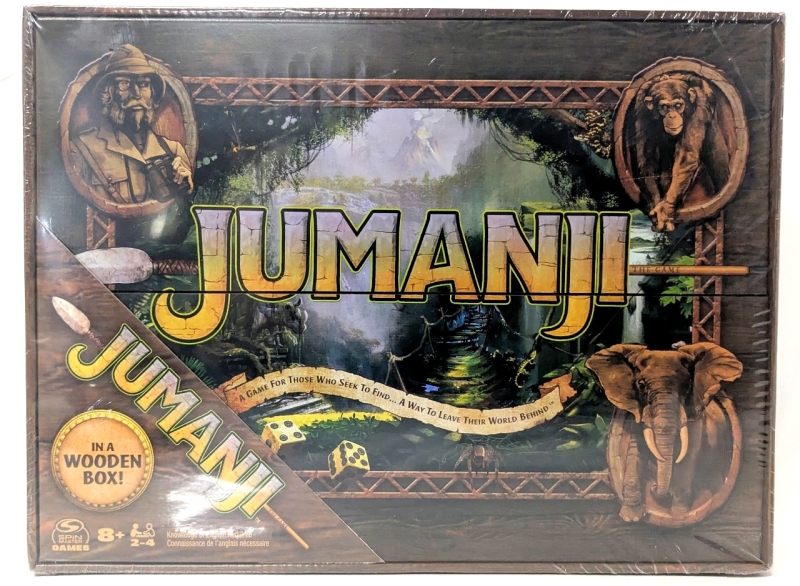 New Sealed JUMANJI Boardgame for 2-4 Players, in Wooden Box by SpinMaster