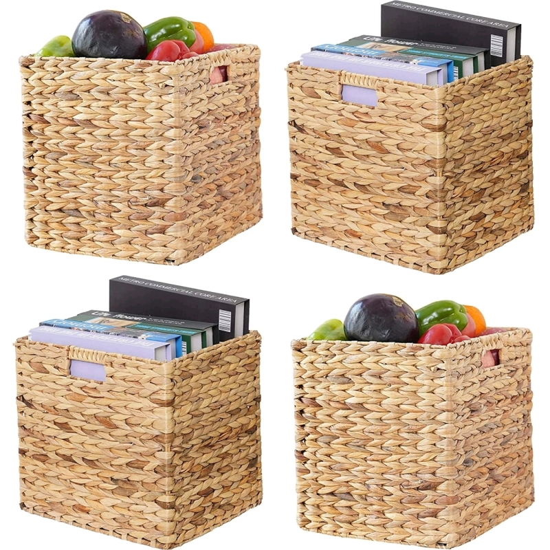 4 New CHOSHOME Water Hyacinth Storage Baskets 12"X12"x12". Retails for $62 US