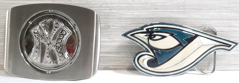2 MLB Belt Buckles, New York Yankees & Blue Jays | Buckles are Roughly 4" Wide, 3" Tall
