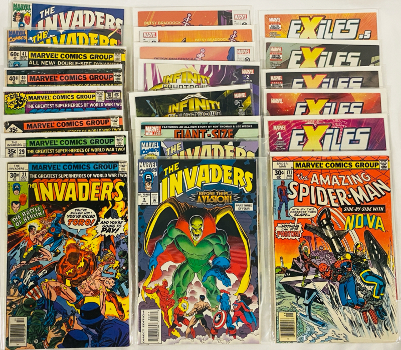 22 Vintage to Modern Marvel Comics, Variety of Comics Including Invaders, Captain Britain, Exiles, and More