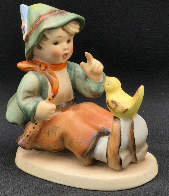 Vintage Hummel Germany Figure Boy With Bird "Singing Lesson" 3.5" Long