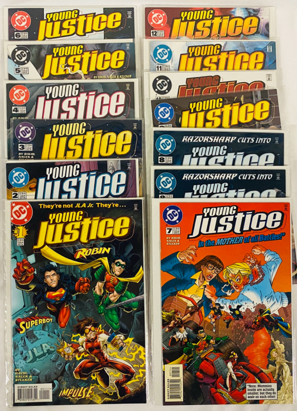 13 DC Young Justice Comics (1998) Issues #1-12; #9 is First Appearance of Acolyte; Includes a Duplicate