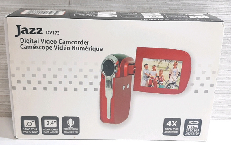 New in Nox Jazz DV173 Digital Video Camcorder | Product Packaging Measures 8&frac12;" Wide, 5" Tall