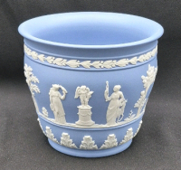 Vintage Wedgwood Jasperware Blue Jardiniere - 4.25" Tall