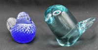 2 Vintage Art Glass Birds - Tallest 3"