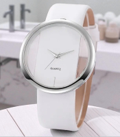New Quartz Watch Minimalist PU Leather Strap Summer White