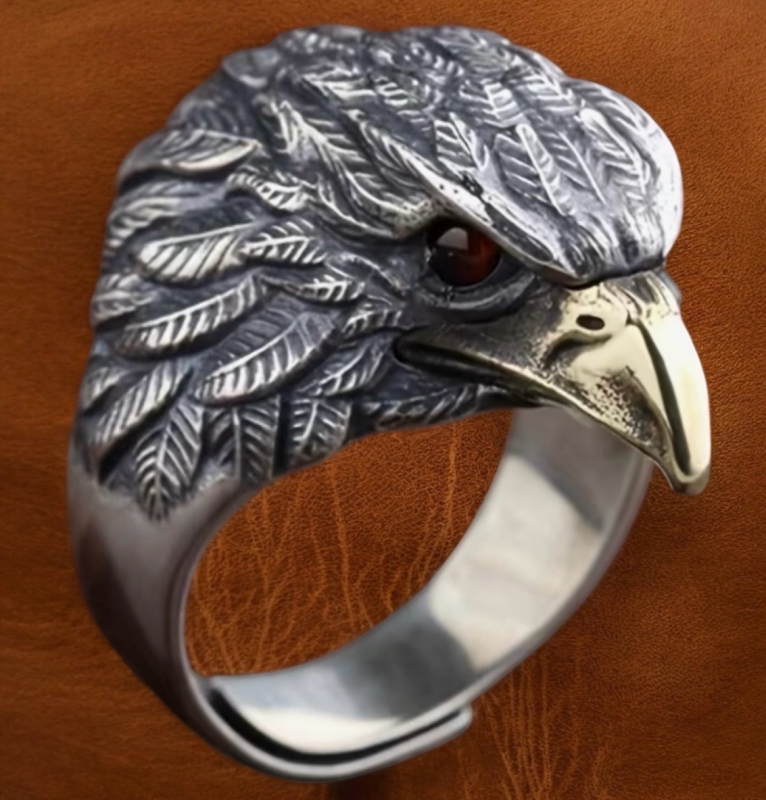 Vintage Eagle Ring Stylish Retro Design with Distressed Dimentional Bird Intricate Feathers Size 11
