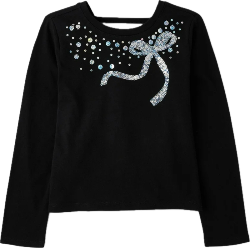 New Sz 4 The Children&rsquo;s Place Girls&rsquo; Sparkly Sequined Long Sleeve Top