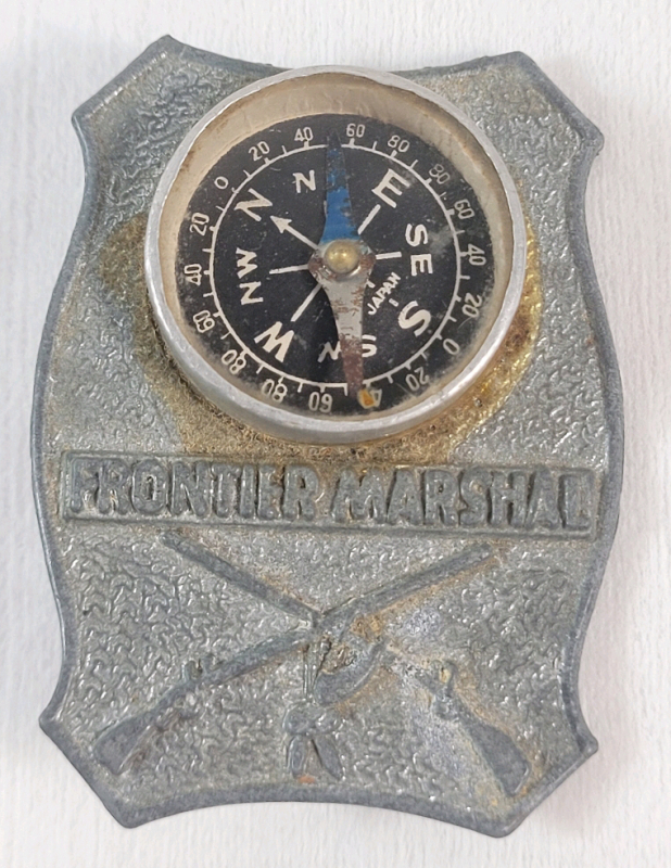 Vintage Walt Disney Frontier Marshal Compass Badge . Measures 1.5"&times;2"