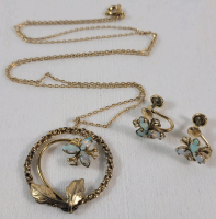 12K (1/20) Gold Filled Pendant w/Chain & Earring Set . Marks on Pendant and Earring , No Marks on Chain . Chain measures 22"