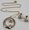 12K (1/20) Gold Filled Pendant w/Chain & Earring Set . Marks on Pendant and Earring , No Marks on Chain . Chain measures 22"
