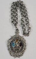 Vintage Gylland & Sutherland Highlanders Glengarry Medallion w/Crown Brooch Attached & Chain . Chain measures 17" long .
