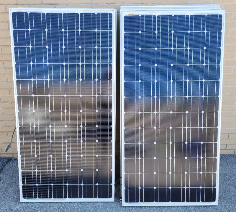 10 Amerisolar Photovoltaic Mudule Solar Panels , Rated Max. Power 180W / 185W Mix . Model Type : AS-5M36-180W . Untested , As Is . 10 Panels - Each Panel Measures 31 &frac34;"&times;62" . Panels have been outdoors