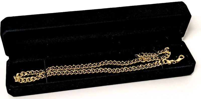 New 14K Gold Plated 7.5mm Cuban Link Necklace, 18" Long