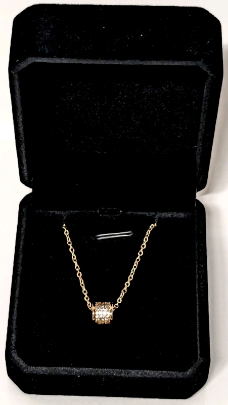 New 18K Gold Plated Simulated Diamond Necklace, Adjustable Chain 16" to 18" Long