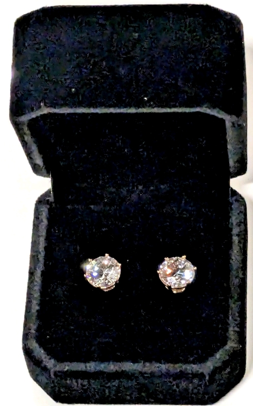 New 18L Gold Plated 2.0ct Each Simulated Diamond Stud Earrings