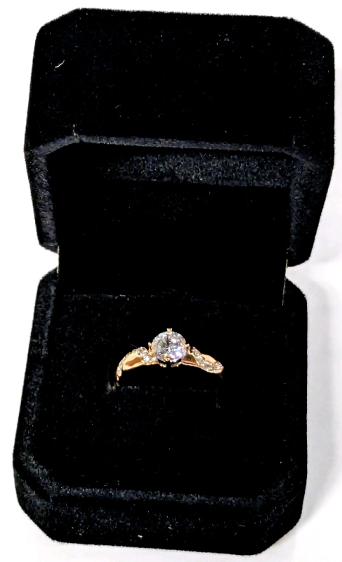 New 18K Gold Plated 1.0ct Simulated Diamond Chanel Ring - Size 7.5