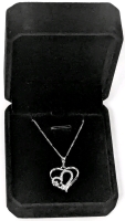 New Platinum Plated 26.0mm Double Heart Necklace - Adjustable Chain 20" to 22" Long