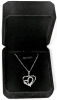 New Platinum Plated 26.0mm Double Heart Necklace - Adjustable Chain 20" to 22" Long