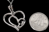 New Platinum Plated 26.0mm Double Heart Necklace - Adjustable Chain 20" to 22" Long - 3