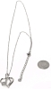 New Platinum Plated 26.0mm Double Heart Necklace - Adjustable Chain 20" to 22" Long - 5