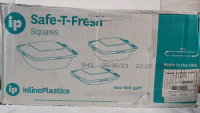 New - IP Inline Plastics Safe-T-Fresh Food Containers w/Lids Squares , 164 Count . Each measures 4.6"&times;4.6"&times; 2.6" . Clear